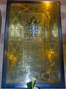 Memorial to a local notable in Edgbaston Old Church. The dead man's coat of arms recalls elements of the arms of the city of Birmingham.