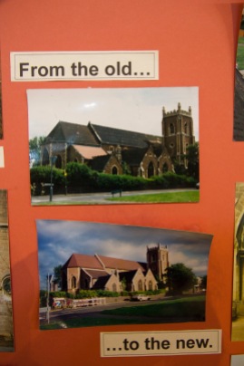 This display in the church was put together by the parishioners of St. John's Church, Ladywood, to illustrate the process through which their church was modernised.